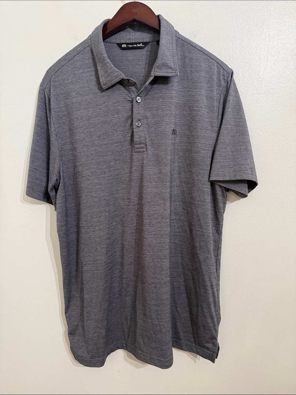 Travis Mathew Mens Polo Shirt Size Large Grey Slim Fit